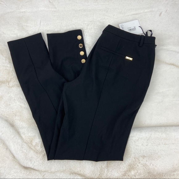Calvin Klein Black Button-Hem Ankle Pants Sz:2 - Picture 3 of 4